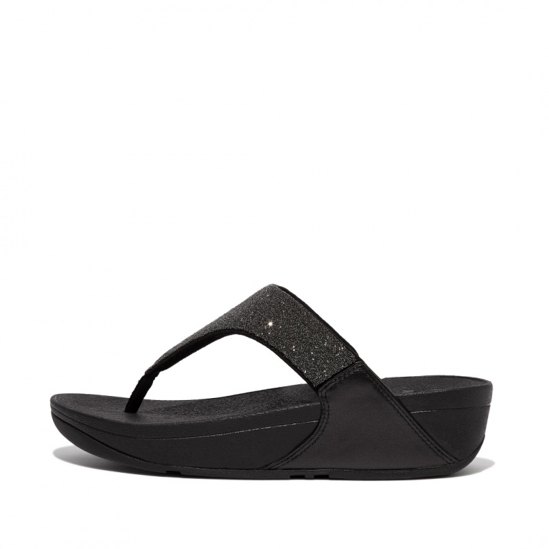 Fitflop Lulu Microfibre Faux Læder (Pu) Thongs Sandaler Med Tåstolpe Dame Sort | DK-682130-OHW