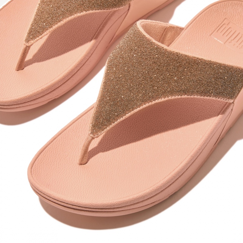 Fitflop Lulu Microfibre Faux Læder (Pu) Thongs Sandaler Med Tåstolpe Dame Lyserød | DK-321795-CVY