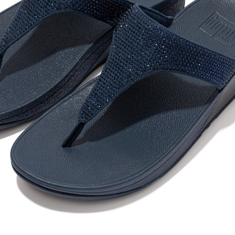 Fitflop Lulu Microfibre Faux (Pu) Tå Thongs Thongs Dame Mørkeblå | DK-391760-YAQ