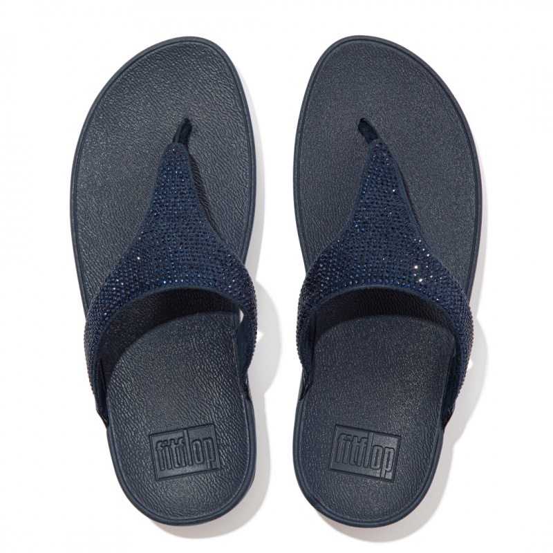 Fitflop Lulu Microfibre Faux (Pu) Tå Thongs Thongs Dame Mørkeblå | DK-391760-YAQ