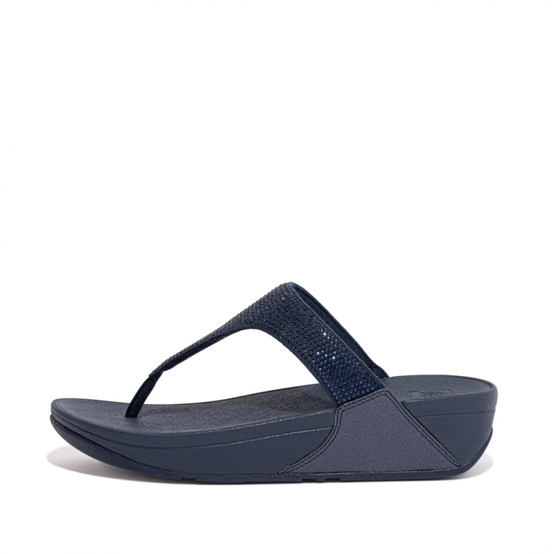 Fitflop Lulu Microfibre Faux (Pu) Tå Thongs Thongs Dame Mørkeblå | DK-391760-YAQ