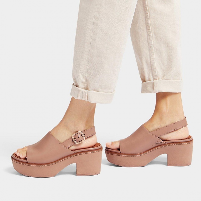 Fitflop Pilar Back Páskové Platform Sandaler Dame Beige | DK-642817-RAZ