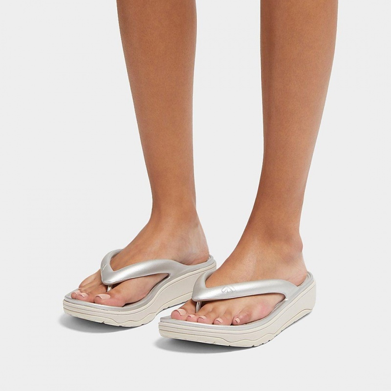 Fitflop Relieff Eva Tpu Thongs Sandaler Med Tåstolpe Dame Sølv | DK-380729-RMS