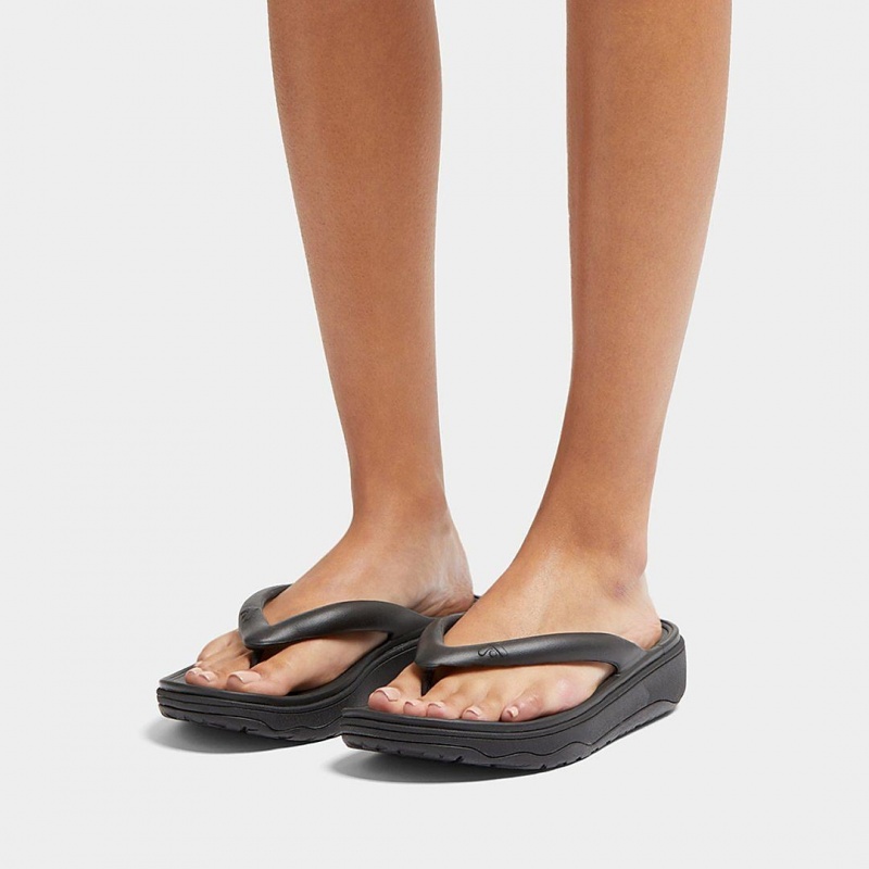 Fitflop Relieff Eva Tpu Thongs Sandaler Med Tåstolpe Dame Sort | DK-412596-JNK