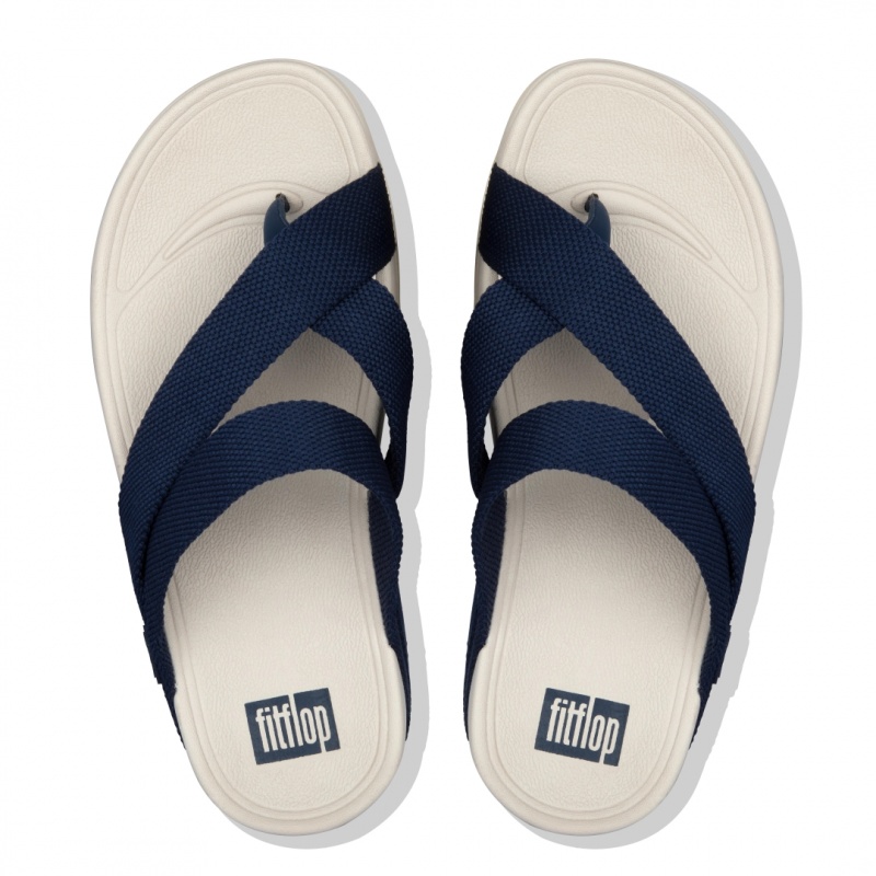 Fitflop Sling Polyester Sandaler Med Tåstolpe Herre Mørkeblå | DK-031265-ESC