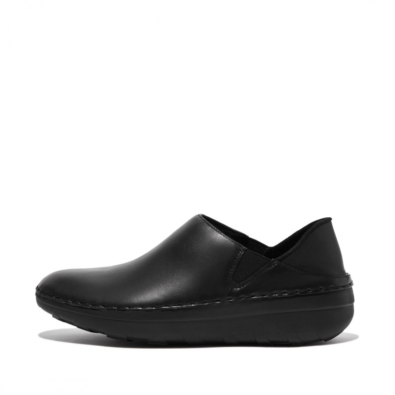 Fitflop Super Loafer Arbejds Shoes Slip Ons Dame Sort | DK-097142-ZJN