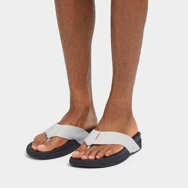 Fitflop Surfer Polyester Sandaler Med Tåstolpe Herre Grå | DK-625731-LOE