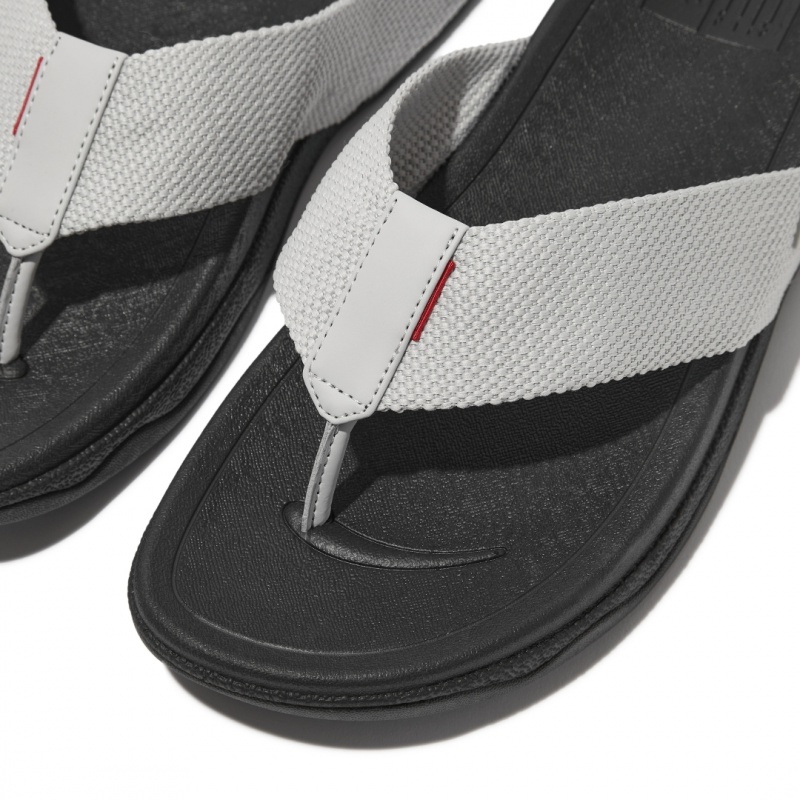 Fitflop Surfer Polyester Sandaler Med Tåstolpe Herre Grå | DK-625731-LOE