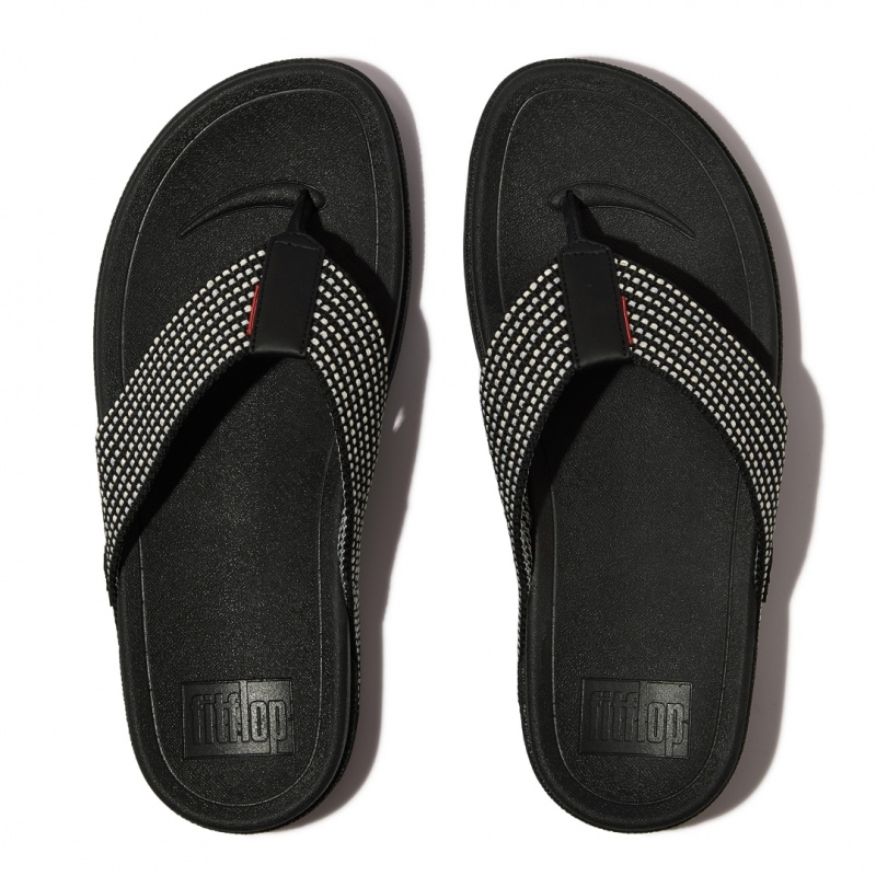 Fitflop Surfer Polyester Webbing Tå Thongs Herre Sort | DK-583962-XYO