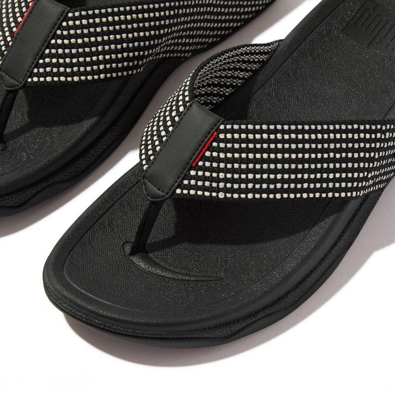 Fitflop Surfer Polyester Webbing Tå Thongs Herre Sort | DK-583962-XYO