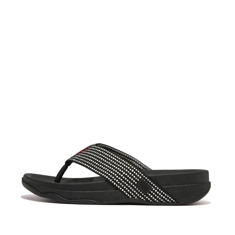 Fitflop Surfer Polyester Webbing Tå Thongs Herre Sort | DK-583962-XYO