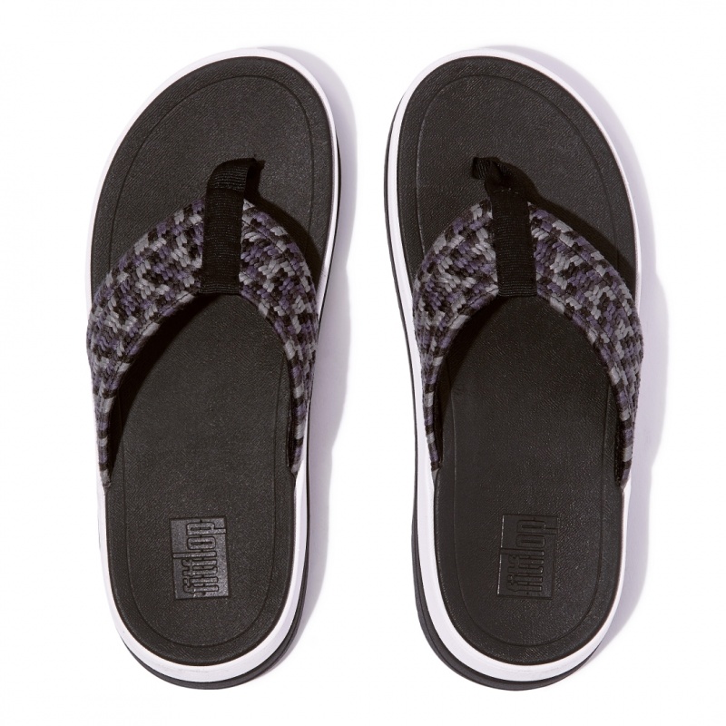 Fitflop Surff Bomulds Webbing Tå Thongs Thongs Dame Sort | DK-018245-AQD