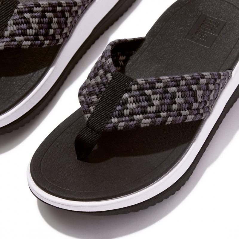 Fitflop Surff Bomulds Webbing Tå Thongs Thongs Dame Sort | DK-018245-AQD