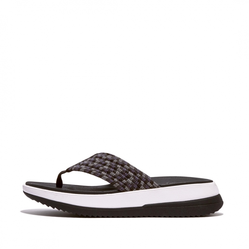 Fitflop Surff Bomulds Webbing Tå Thongs Thongs Dame Sort | DK-018245-AQD