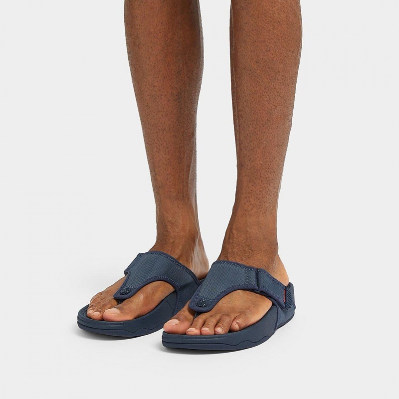 Fitflop Trakk Ii Polyester Faux Tå Thongs Herre Blå | DK-695807-PHJ