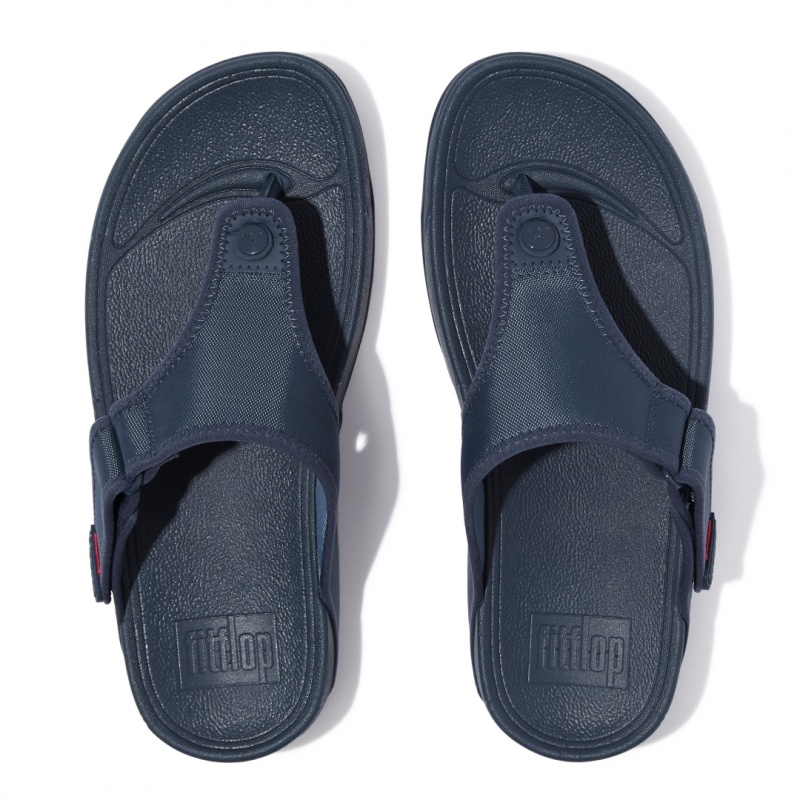 Fitflop Trakk Ii Polyester Faux Tå Thongs Herre Blå | DK-695807-PHJ