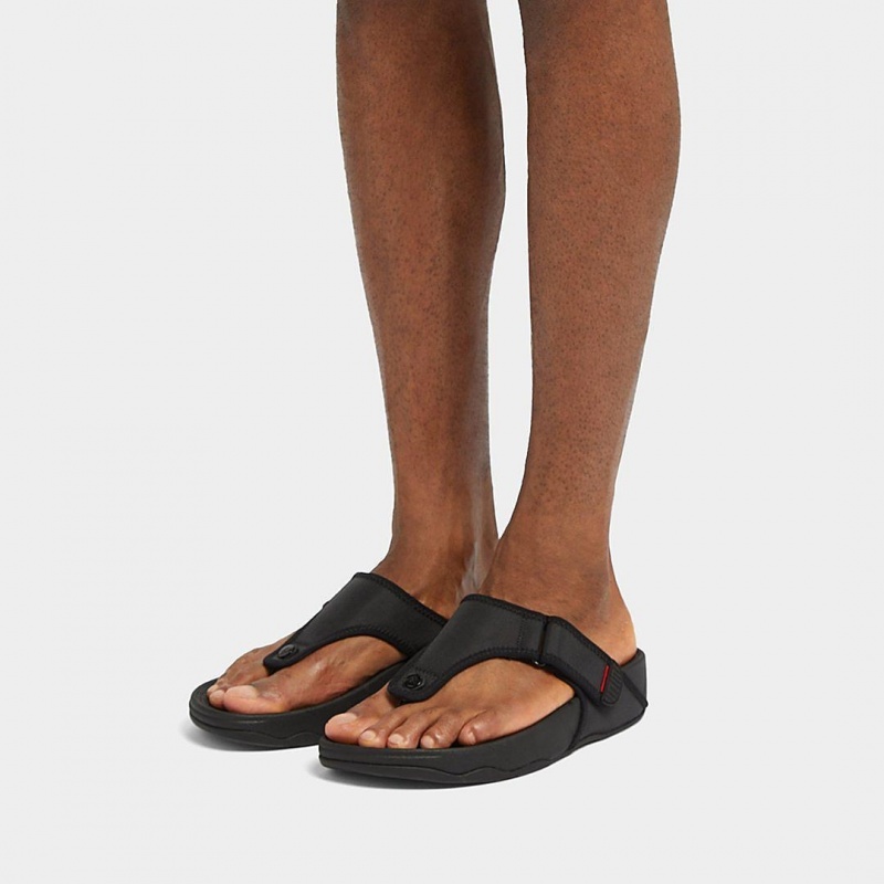 Fitflop Trakk Ii Polyester Faux Tå Thongs Herre Sort | DK-395420-TEJ