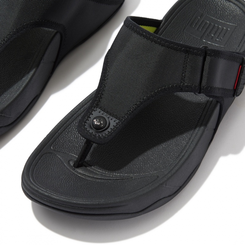 Fitflop Trakk Ii Polyester Faux Tå Thongs Herre Sort | DK-395420-TEJ