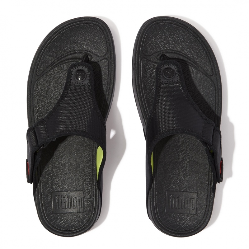 Fitflop Trakk Ii Polyester Faux Tå Thongs Herre Sort | DK-395420-TEJ