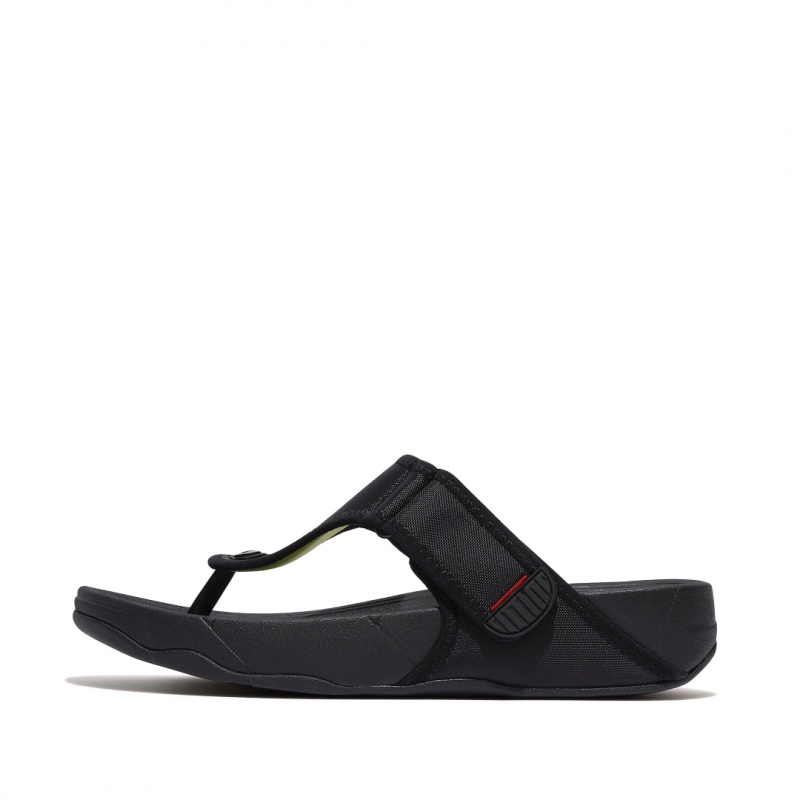 Fitflop Trakk Ii Polyester Faux Tå Thongs Herre Sort | DK-395420-TEJ