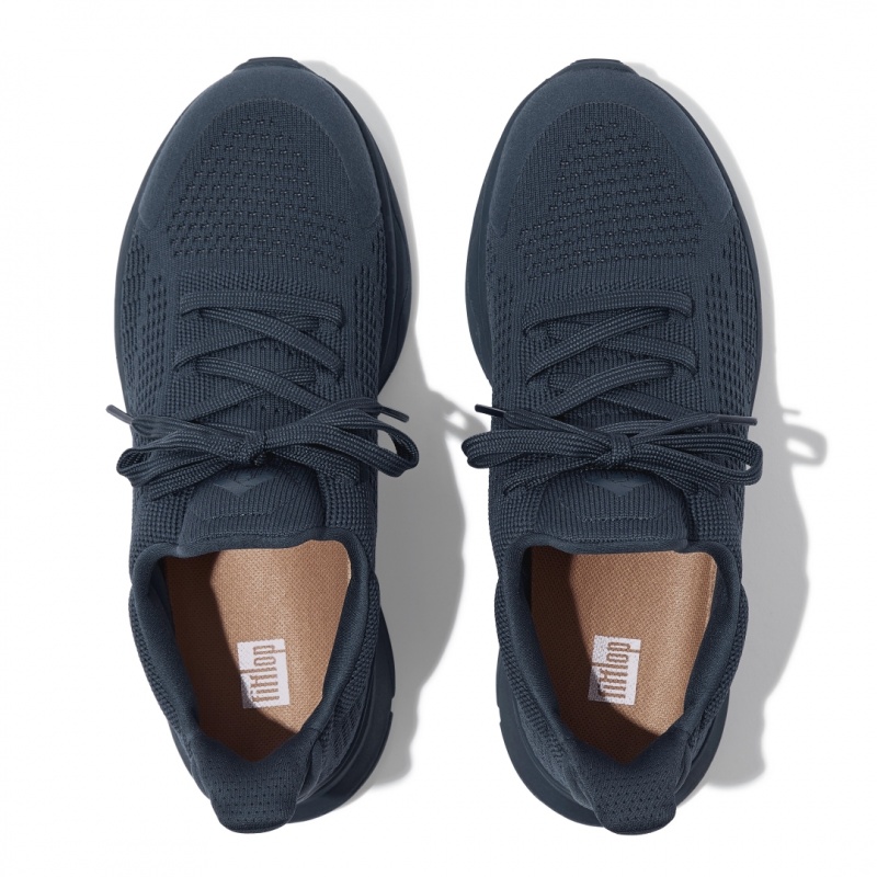 Fitflop Vitamin Ffx Knit Sports Sneakers Dame Blå | DK-735409-BLJ