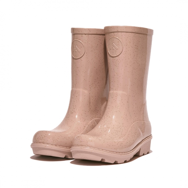 Fitflop Wonderwelly Natural Mix Welly Gummistøvler Børn Lyserød Guld | DK-179486-YQK